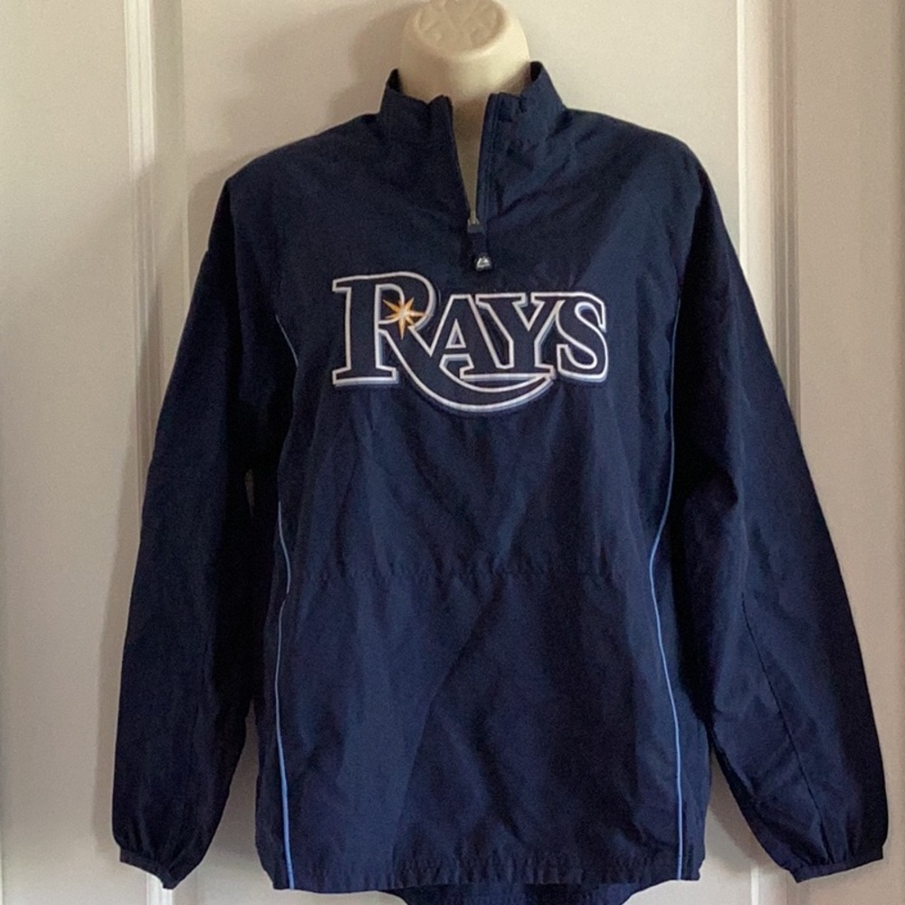 MLB Majestic TAMPA BAY RAYS 1/4 Zip Windbreaker Sz.Medium